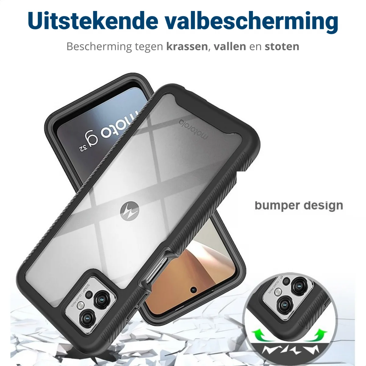Motorola Moto G32 Hoesje Full Protect 360° Cover Hybride Zwart afbeelding 4