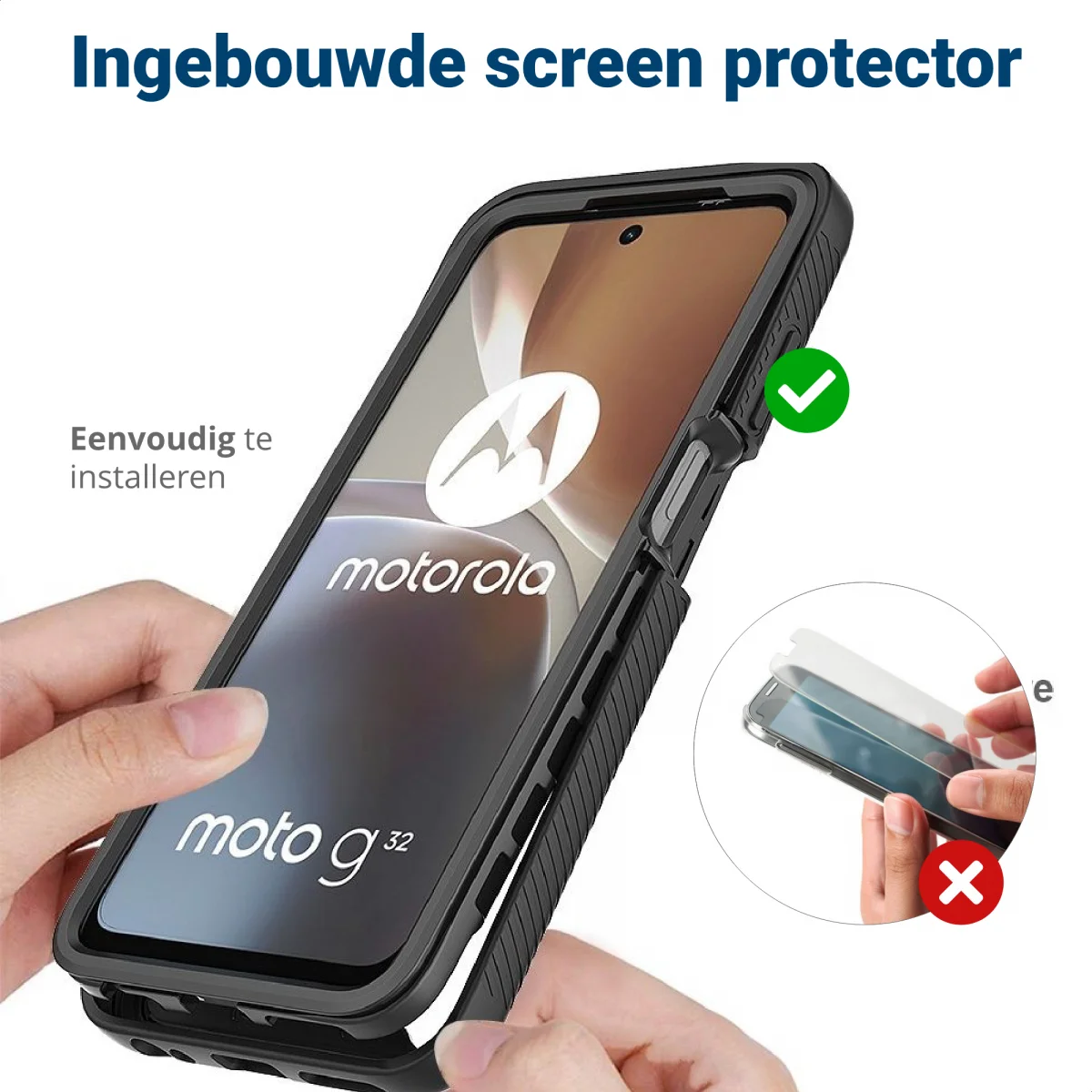 Motorola Moto G32 Hoesje Full Protect 360° Cover Hybride Zwart afbeelding 5
