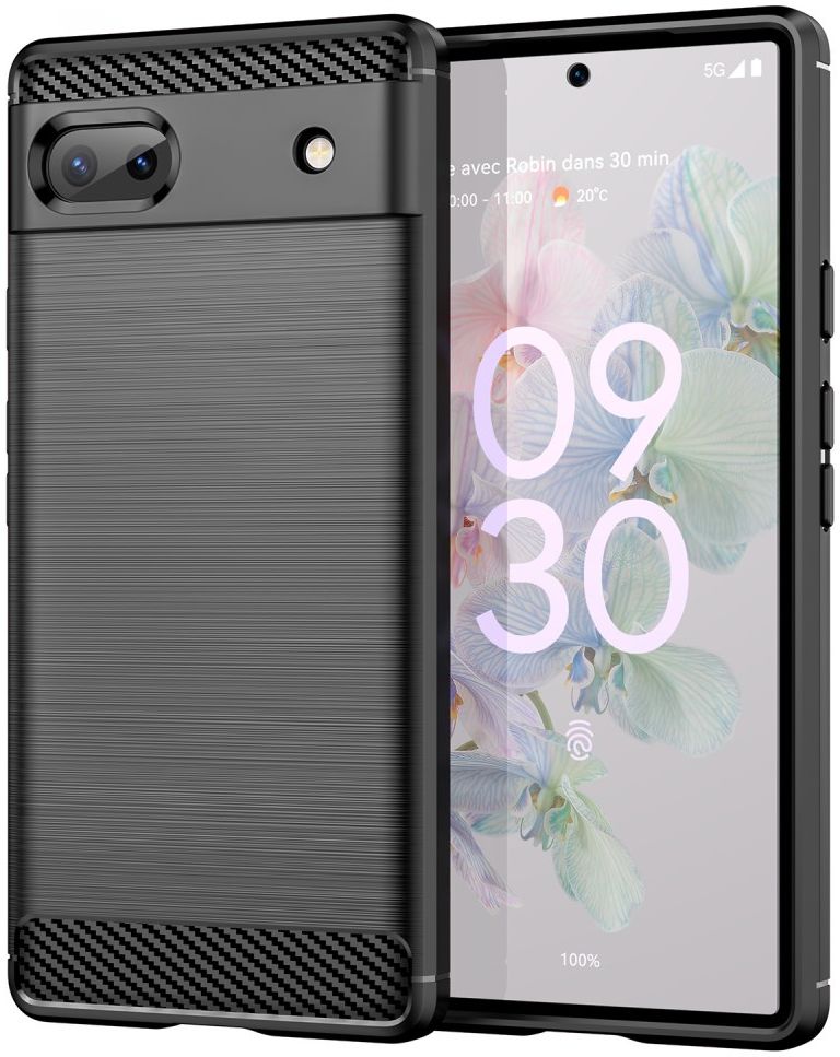 Google Pixel 6a Hoesje Geborsteld TPU Flexibele Back Cover Zwart afbeelding 1
