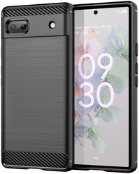 Google Pixel 6a Hoesje Geborsteld TPU Flexibele Back Cover Zwart afbeelding