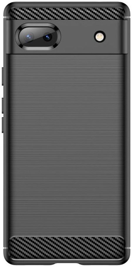 Google Pixel 6a Hoesje Geborsteld TPU Flexibele Back Cover Zwart afbeelding 2