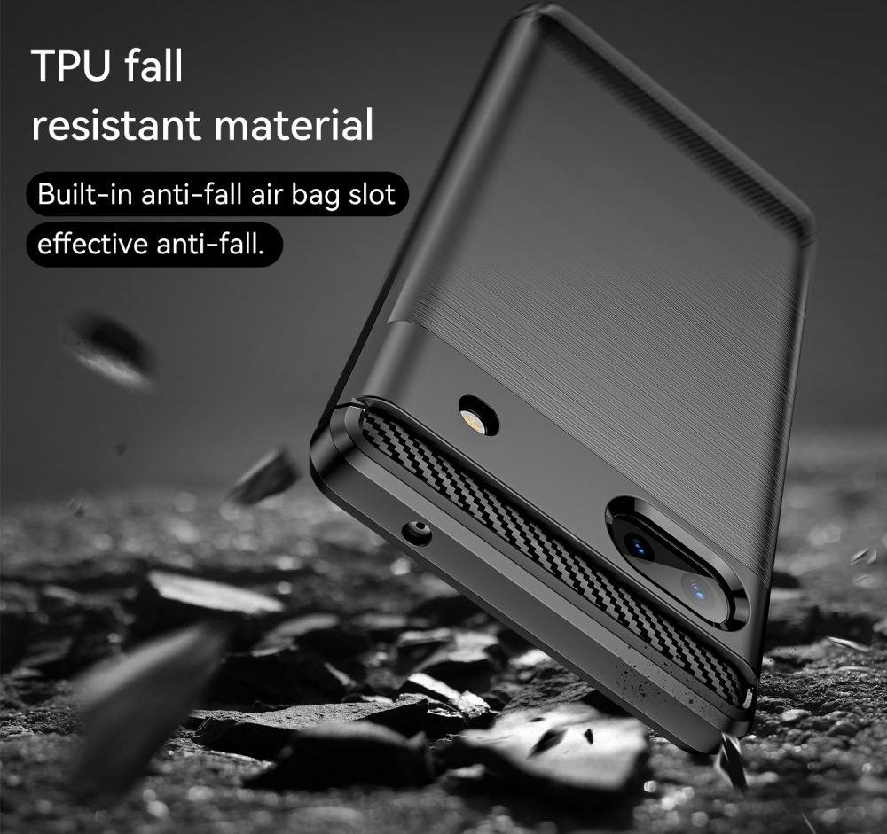 Google Pixel 6a Hoesje Geborsteld TPU Flexibele Back Cover Zwart afbeelding 5