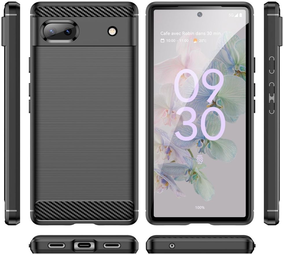 Google Pixel 6a Hoesje Geborsteld TPU Flexibele Back Cover Zwart afbeelding 11