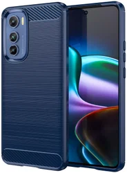 Motorola Edge 30 Hoesje Geborsteld TPU Flexibele Back Cover Blauw afbeelding