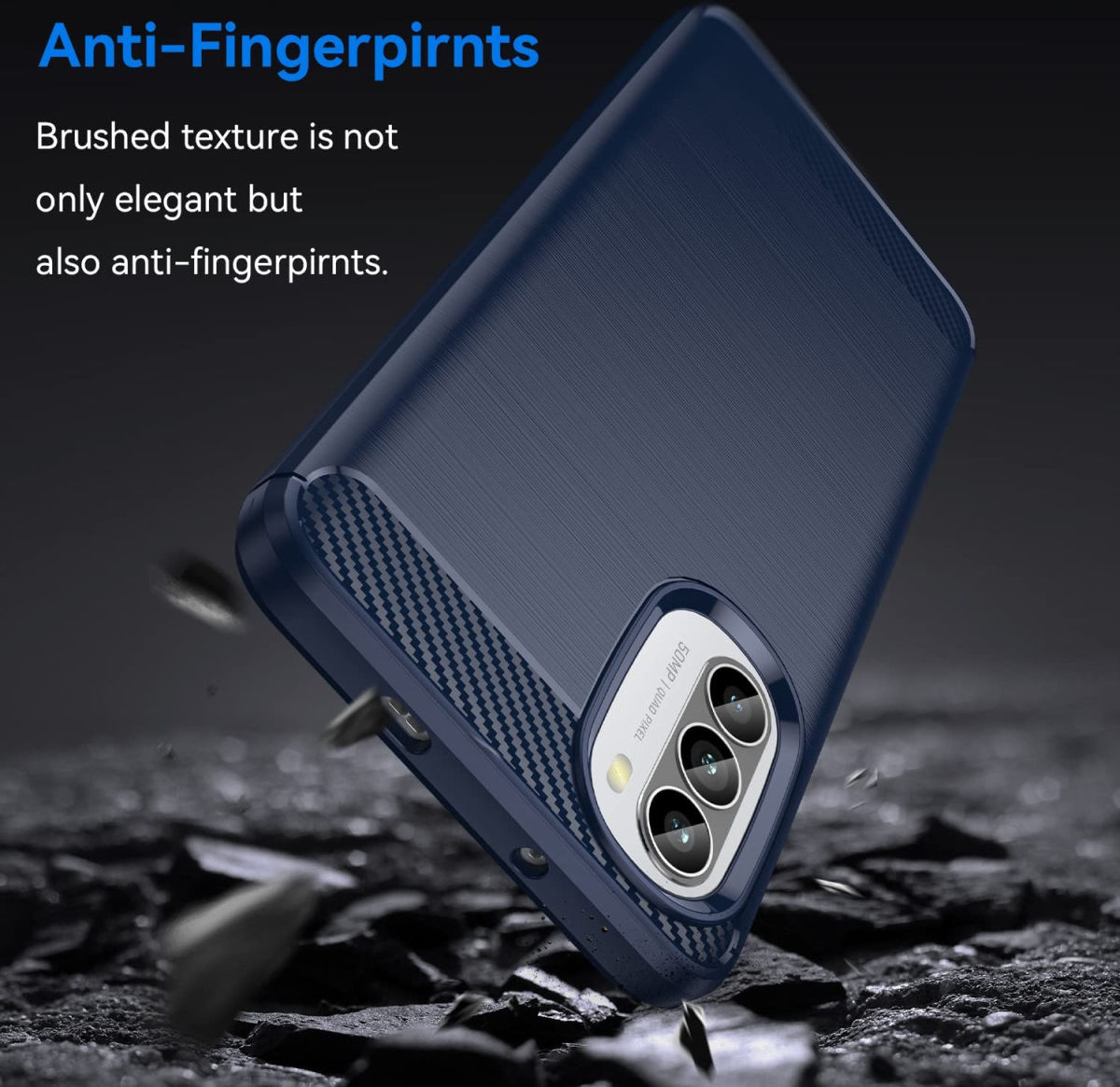 Motorola Moto G82 Hoesje Geborsteld TPU Flexibele Back Cover Blauw afbeelding 4