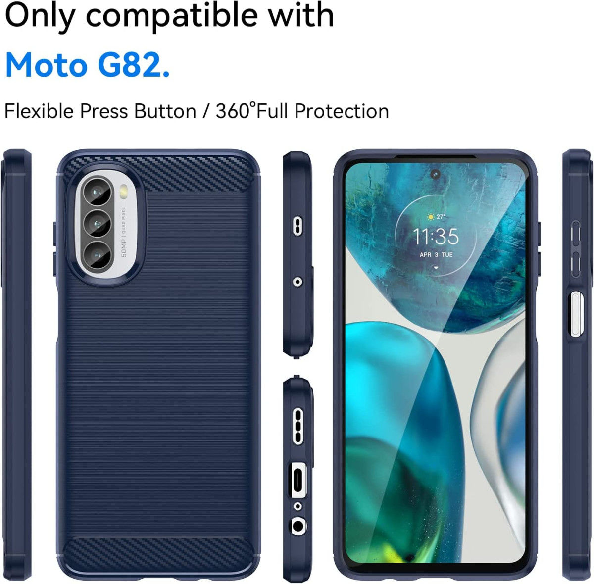 Motorola Moto G82 Hoesje Geborsteld TPU Flexibele Back Cover Blauw afbeelding 8