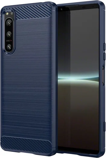 Sony Xperia 5 IV Hoesje Geborsteld TPU Flexibele Back Cover Blauw afbeelding 1