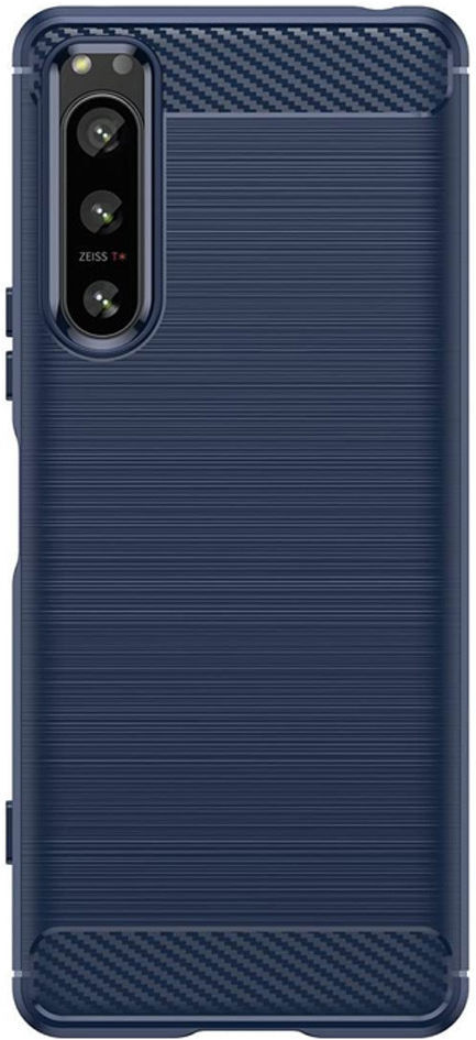 Sony Xperia 5 IV Hoesje Geborsteld TPU Flexibele Back Cover Blauw afbeelding 2