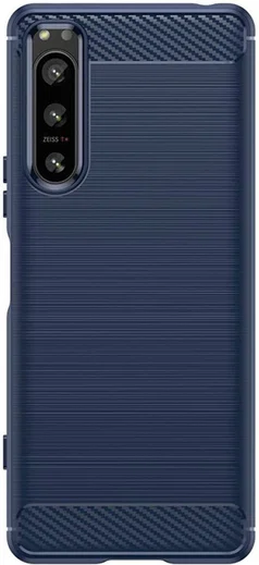 Sony Xperia 5 IV Hoesje Geborsteld TPU Flexibele Back Cover Blauw afbeelding 2