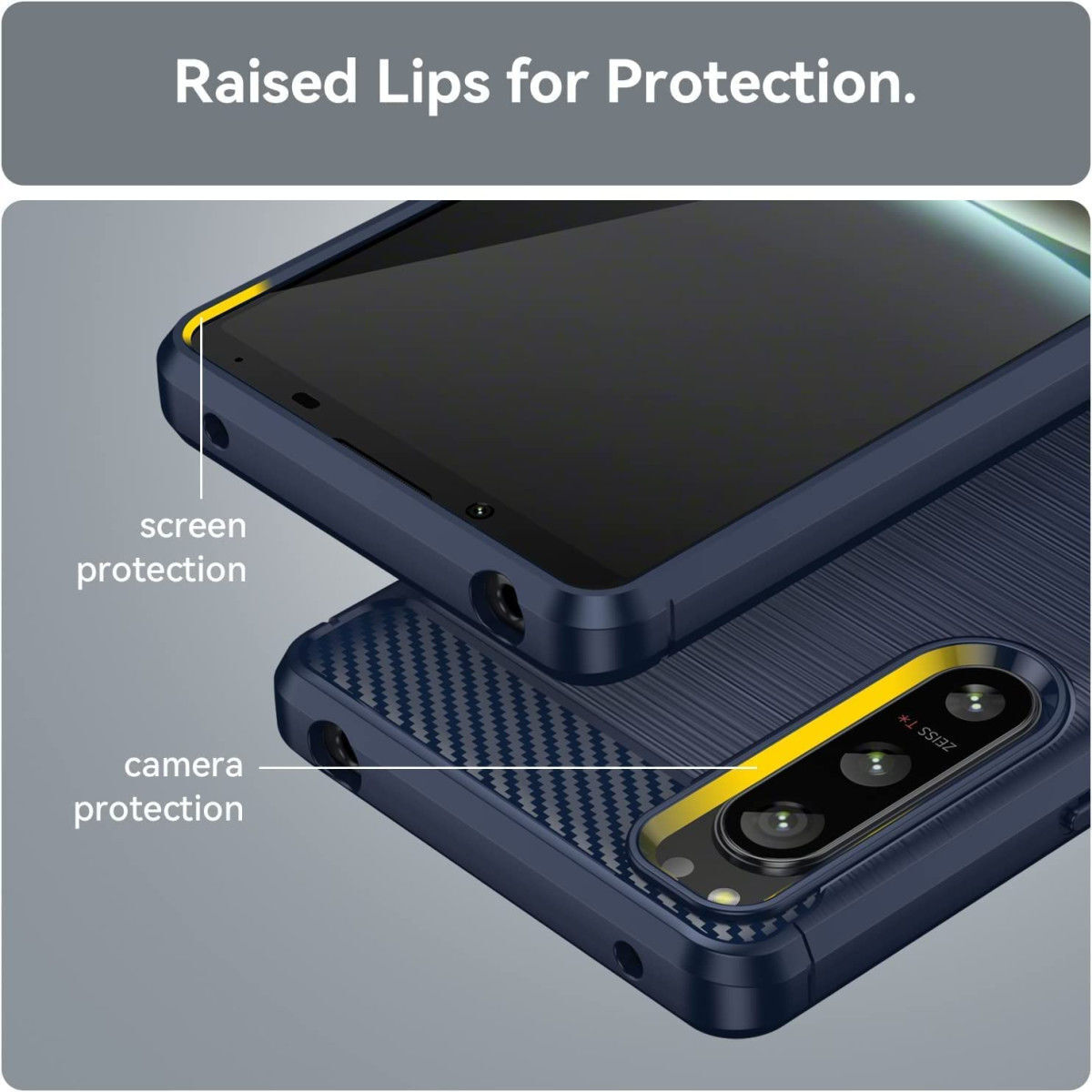 Sony Xperia 5 IV Hoesje Geborsteld TPU Flexibele Back Cover Blauw afbeelding 5