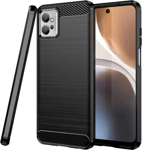 Motorola Moto G32 Hoesje Geborsteld TPU Flexibele Back Cover Zwart afbeelding 4