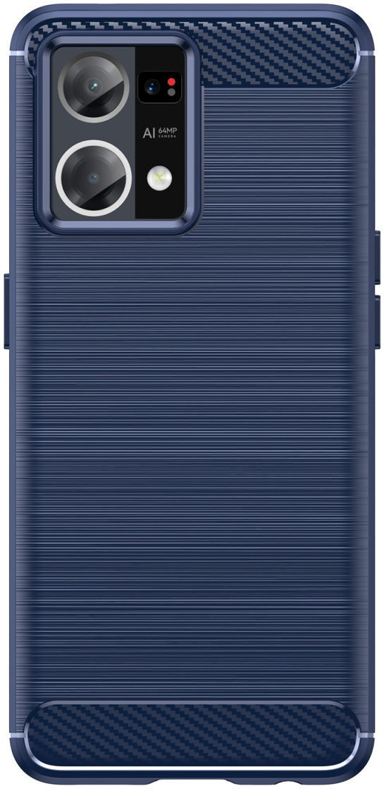 Oppo Reno 7 Hoesje Geborsteld TPU Flexibele Back Cover Blauw afbeelding 2