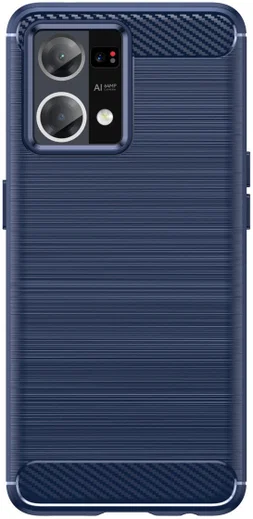 Oppo Reno 7 Hoesje Geborsteld TPU Flexibele Back Cover Blauw afbeelding 2