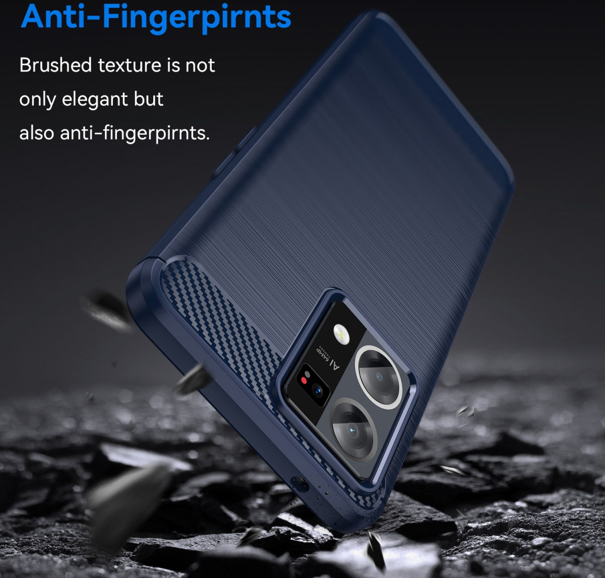 Oppo Reno 7 Hoesje Geborsteld TPU Flexibele Back Cover Blauw afbeelding 4