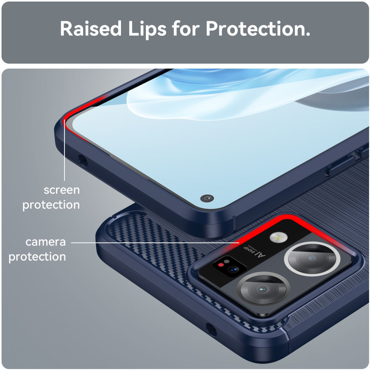 Oppo Reno 7 Hoesje Geborsteld TPU Flexibele Back Cover Blauw afbeelding 7