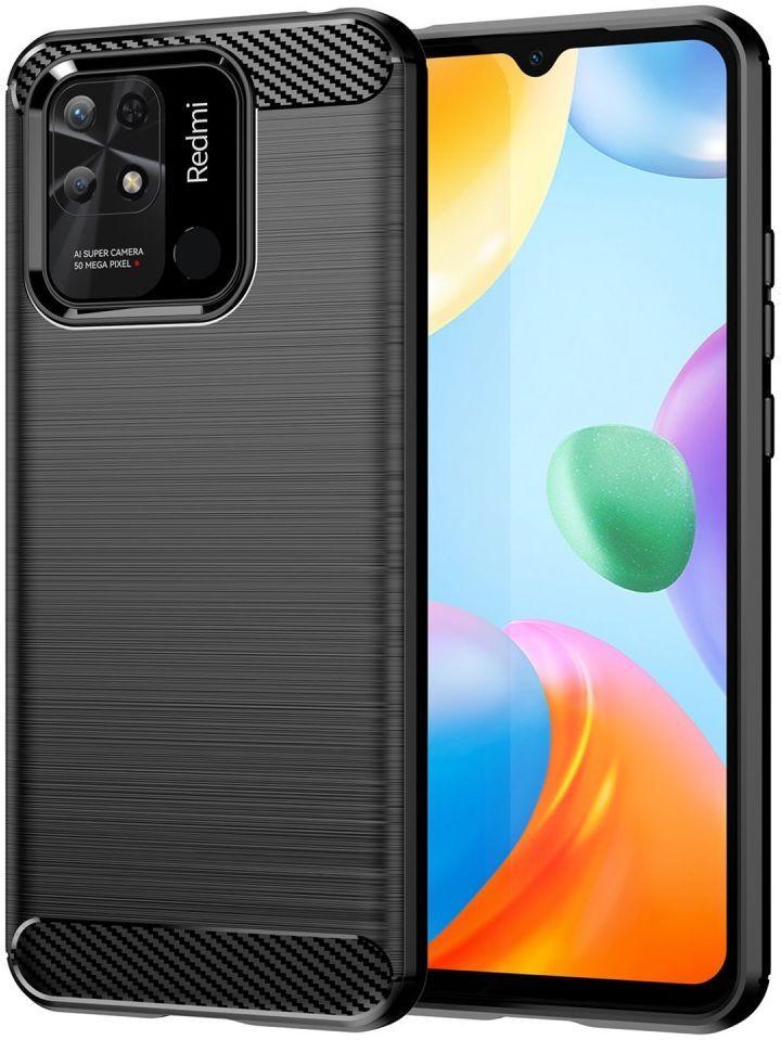 Xiaomi Redmi 10C Hoesje Geborsteld TPU Flexibele Back Cover Zwart afbeelding 1