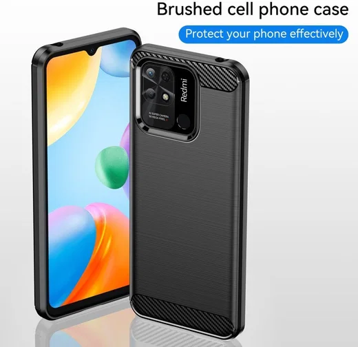 Xiaomi Redmi 10C Hoesje Geborsteld TPU Flexibele Back Cover Zwart afbeelding 5