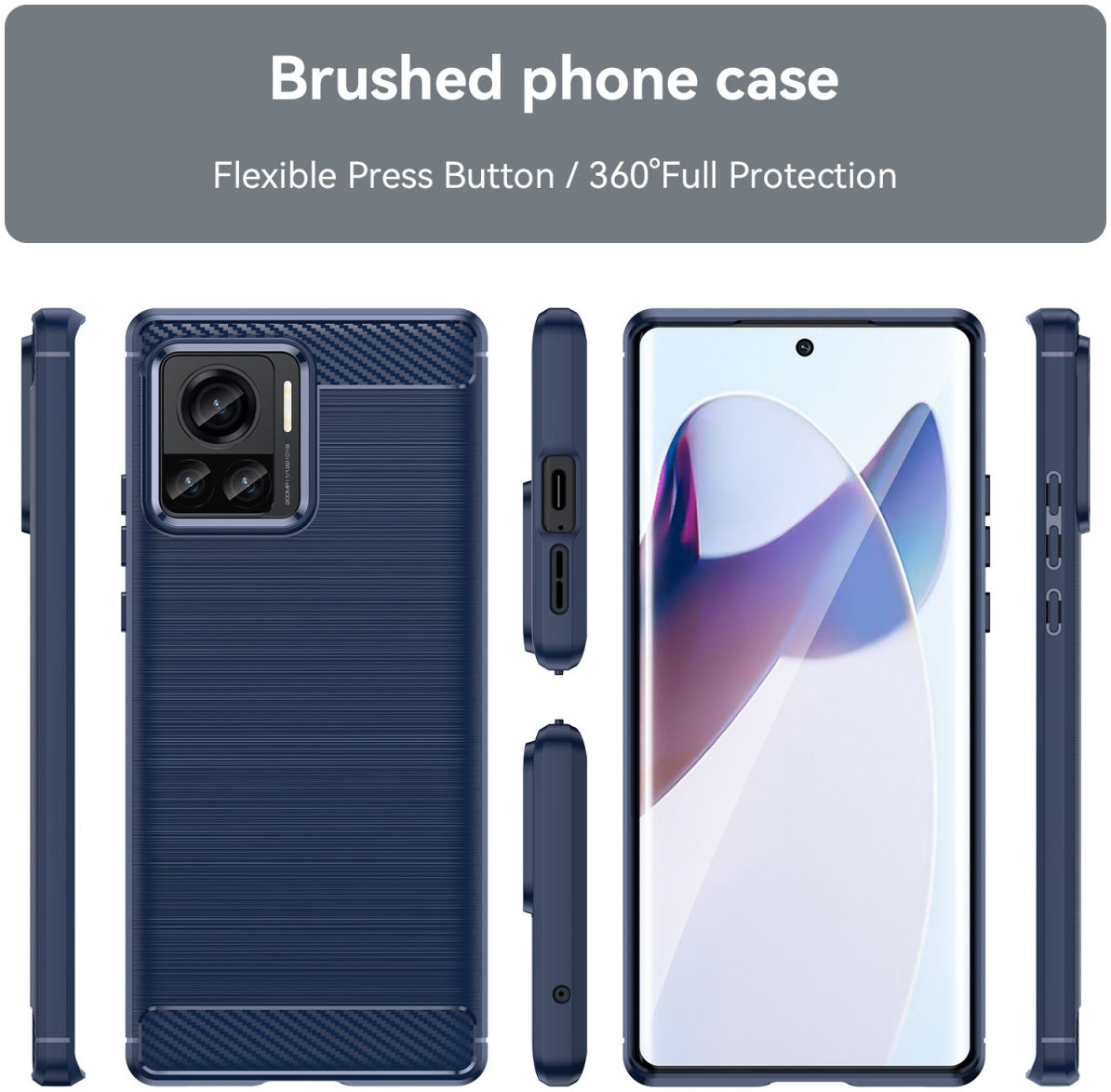 Motorola Edge 30 Ultra Hoesje Geborsteld TPU Back Cover Blauw afbeelding 8