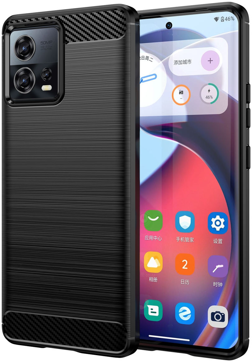 Motorola Edge 30 Fusion Hoesje Geborsteld TPU Back Cover Zwart afbeelding 1