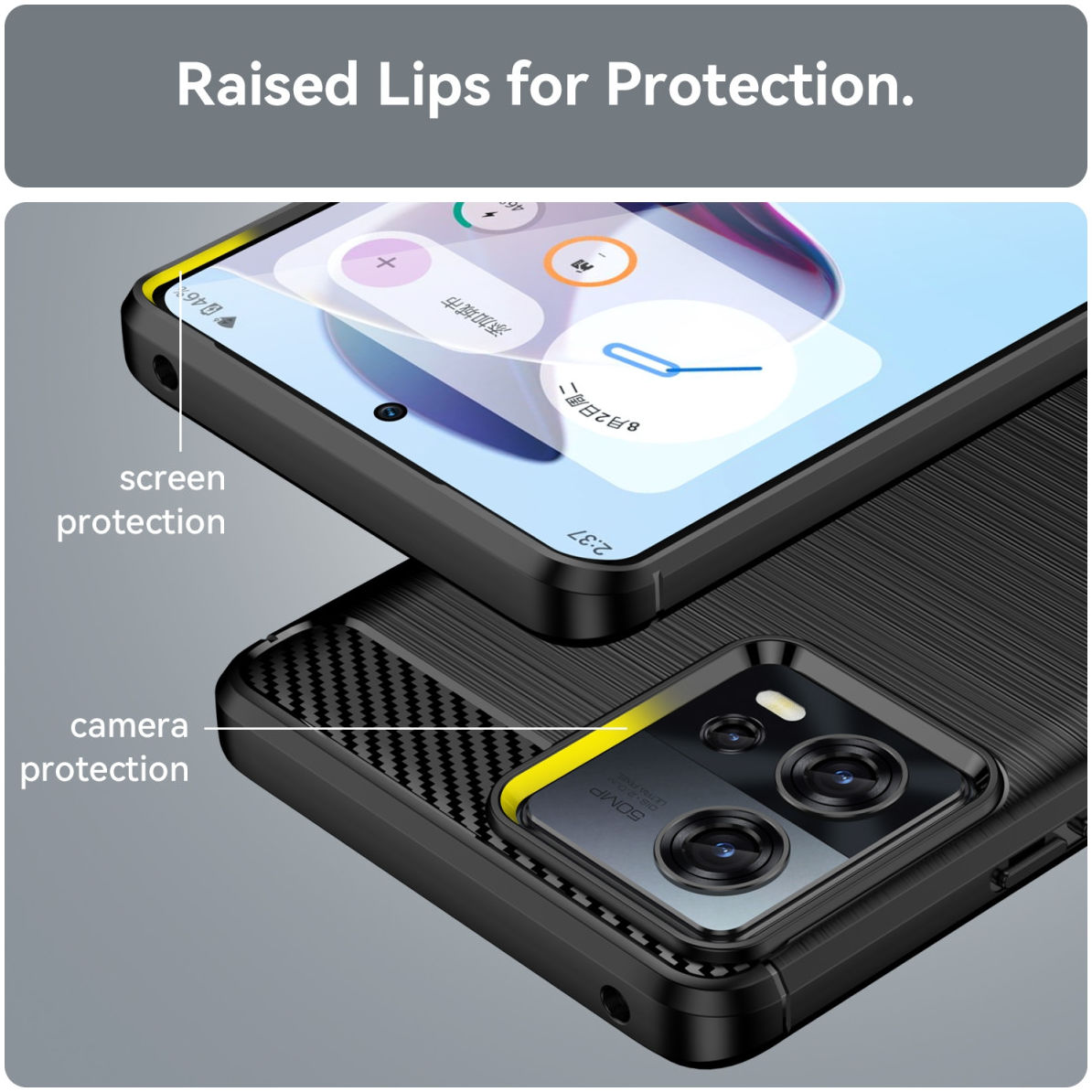 Motorola Edge 30 Fusion Hoesje Geborsteld TPU Back Cover Zwart afbeelding 7