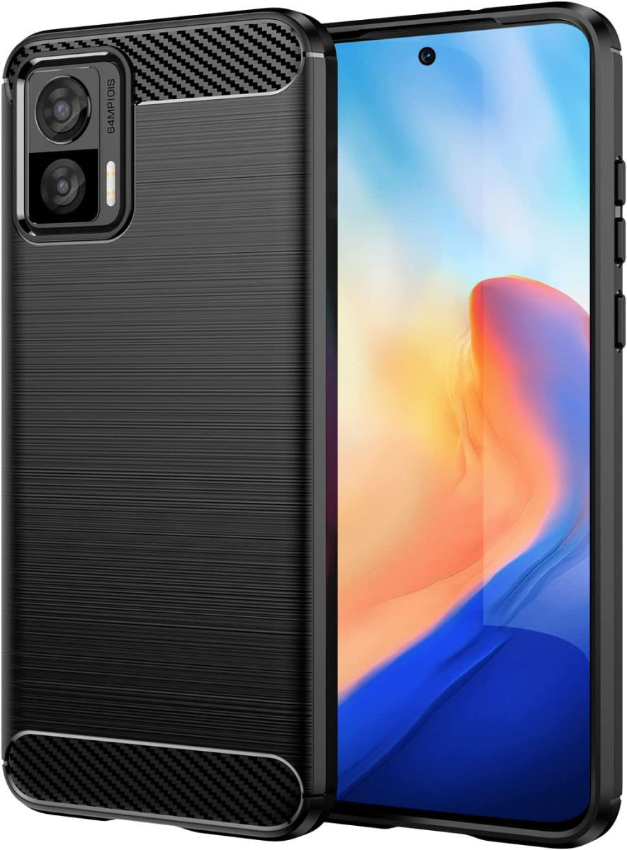 Motorola Edge 30 Neo Hoesje Geborsteld TPU Flexibele Back Cover Zwart afbeelding 1