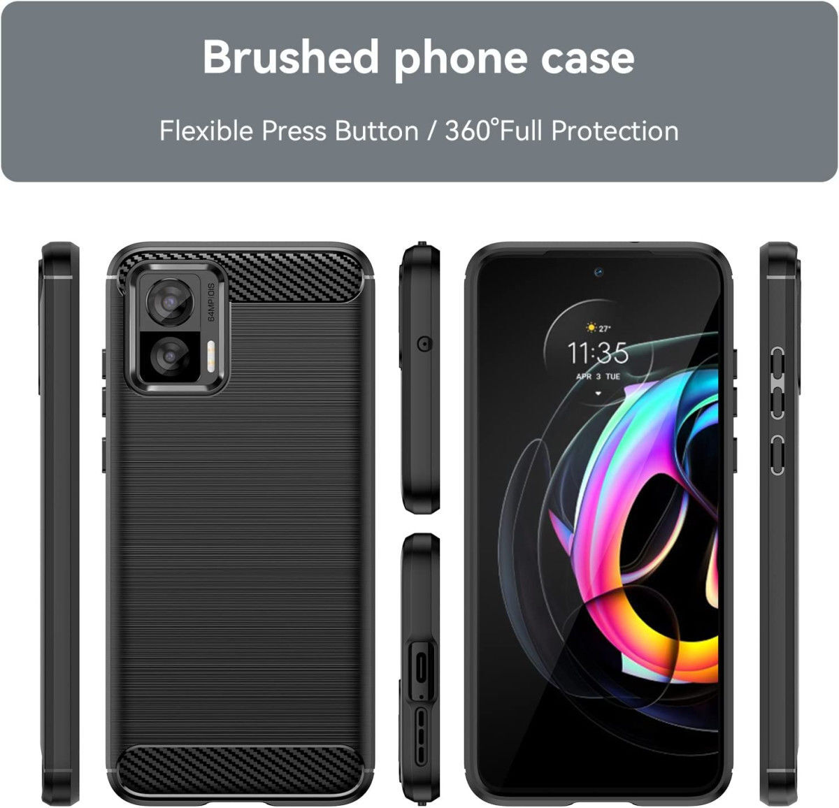 Motorola Edge 30 Neo Hoesje Geborsteld TPU Flexibele Back Cover Zwart afbeelding 7