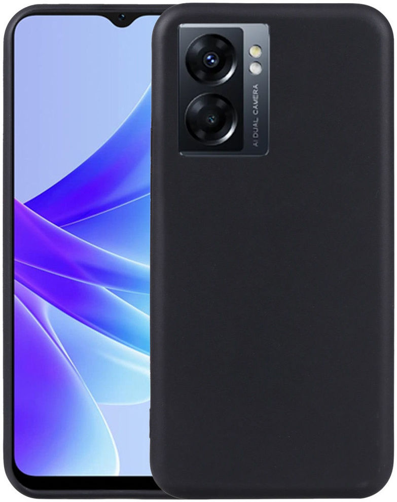 Oppo A57 / A57s / A77 Hoesje Dun TPU Matte Back Cover Zwart afbeelding 2