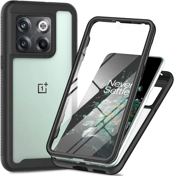 OnePlus 10T Hoesje Full Protect 360° Cover Hybride Transparant Zwart