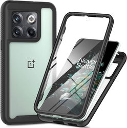 OnePlus 10T Hoesje Full Protect 360° Cover Hybride Transparant Zwart afbeelding