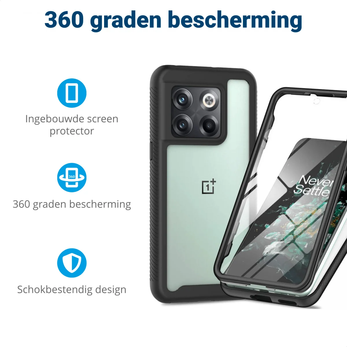 Xiaomi Redmi 10C Hoesje Full Protect 360° Cover Hybride Zwart afbeelding 2