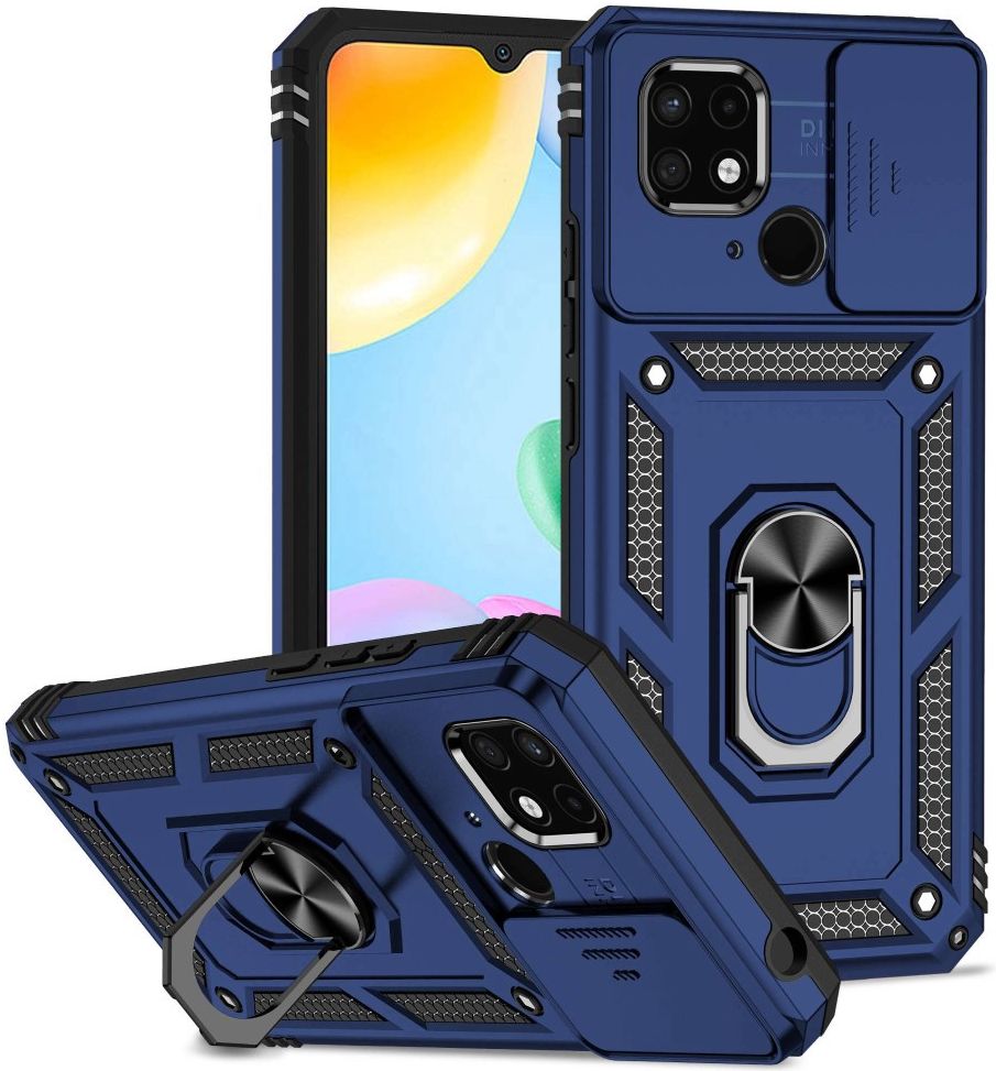 Xiaomi Redmi 10C Hoesje Magnetische Kickstand Back Cover Blauw afbeelding 1