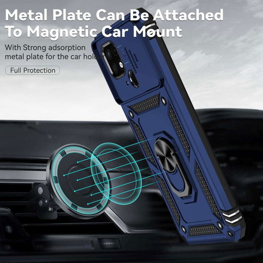 Xiaomi Redmi 10C Hoesje Magnetische Kickstand Back Cover Blauw afbeelding 4