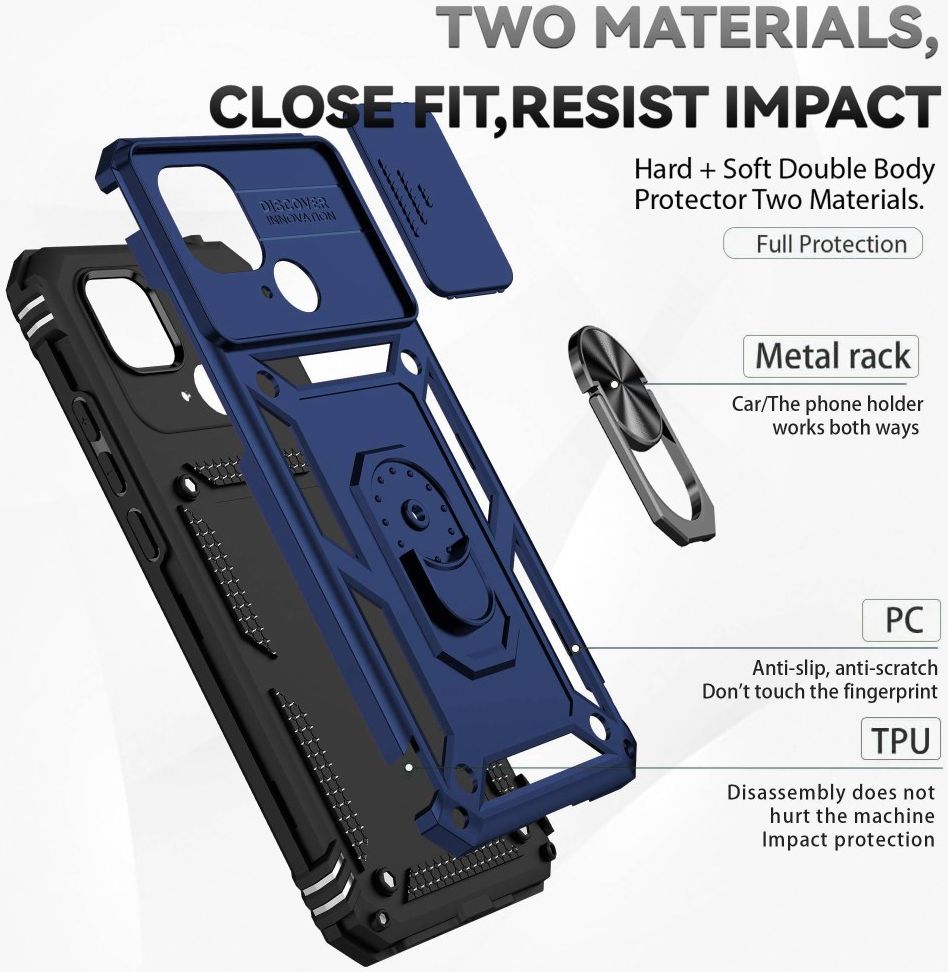 Xiaomi Redmi 10C Hoesje Magnetische Kickstand Back Cover Blauw afbeelding 7