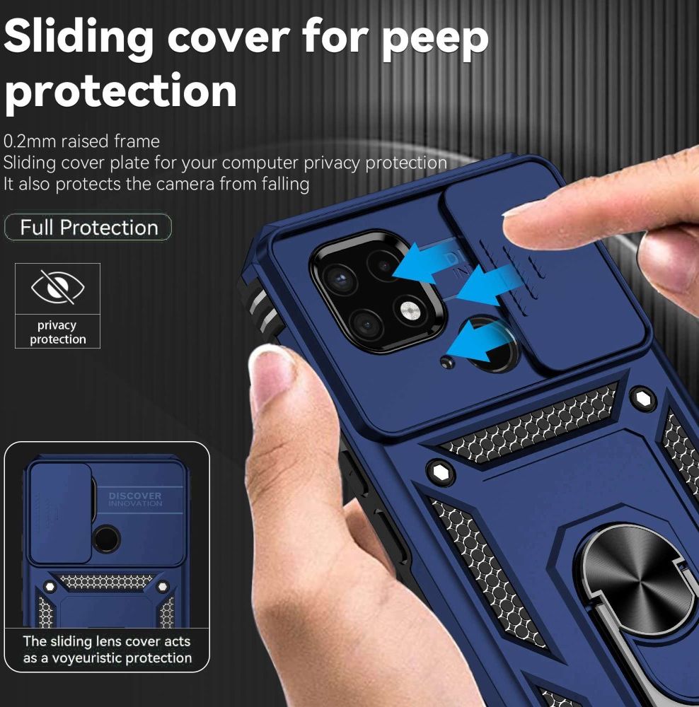 Xiaomi Redmi 10C Hoesje Magnetische Kickstand Back Cover Blauw afbeelding 3