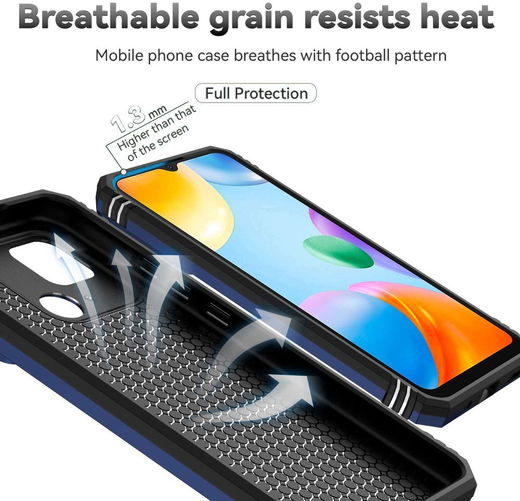 Xiaomi Redmi 10C Hoesje Magnetische Kickstand Back Cover Blauw afbeelding 9