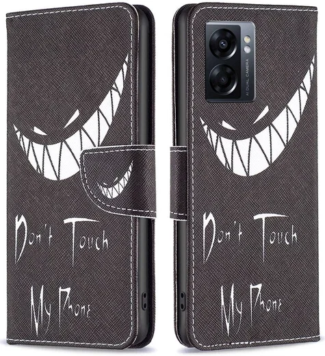 Oppo A57 / A57s / A77 Hoesje Portemonnee Book Case Don't Touch Print afbeelding 2