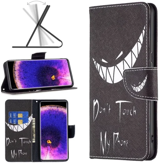 Oppo A57 / A57s / A77 Hoesje Portemonnee Book Case Don't Touch Print afbeelding 5
