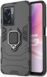 Oppo A57 / A57s / A77 Hoesje met Magnetische Kickstand Ring Zwart afbeelding