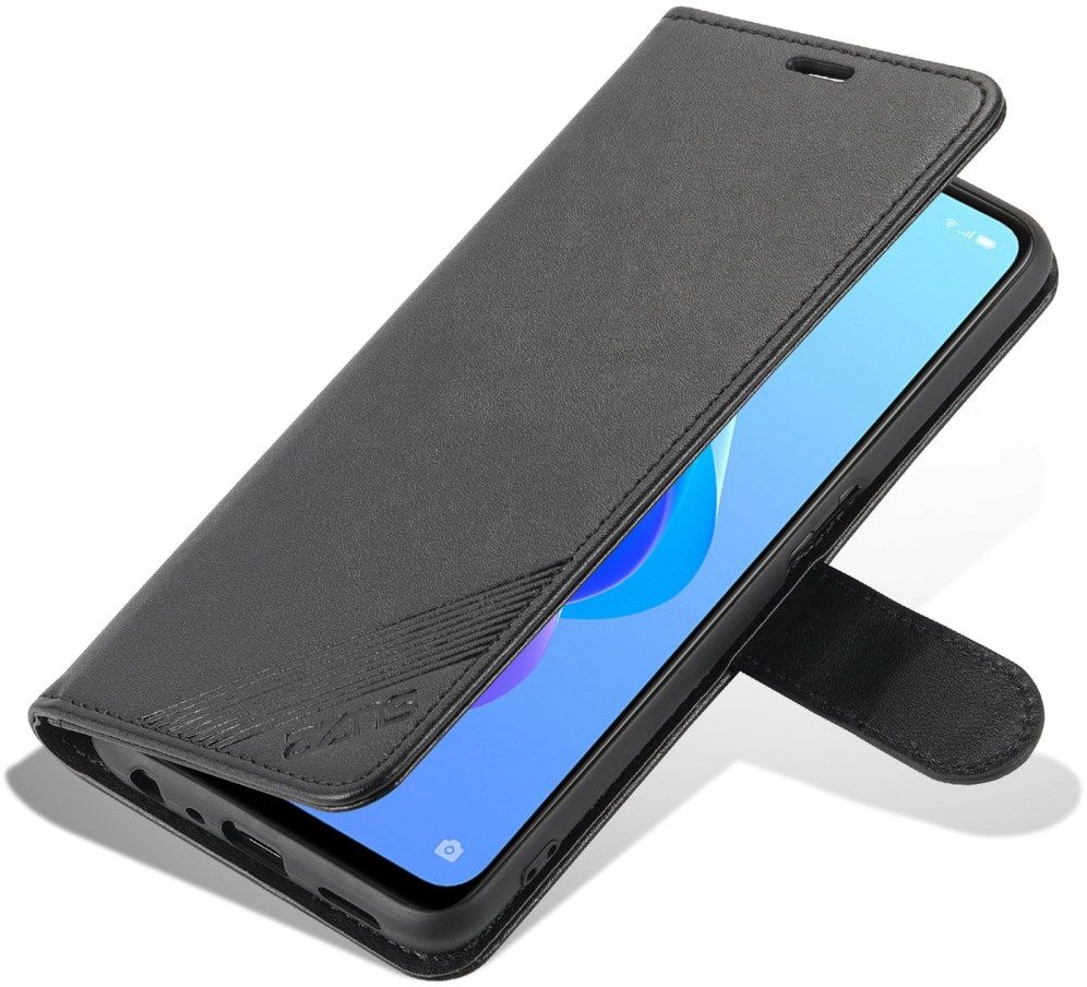 AZNS Oppo A57 / A57s / A77 5G Hoesje Wallet Book Case Kunstleer Zwart afbeelding 2
