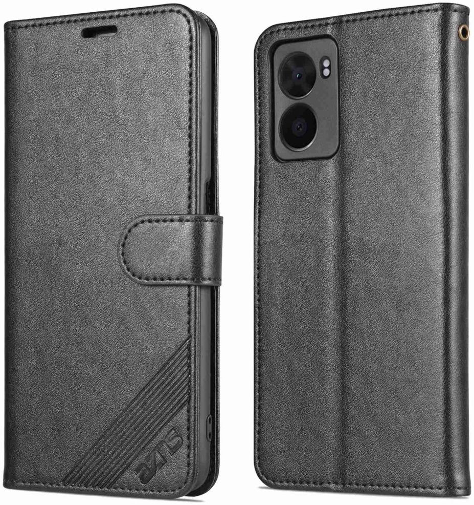 AZNS Oppo A57 / A57s / A77 5G Hoesje Wallet Book Case Kunstleer Zwart afbeelding 3