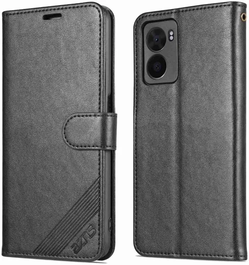 AZNS Oppo A57 / A57s / A77 5G Hoesje Wallet Book Case Kunstleer Zwart afbeelding 3