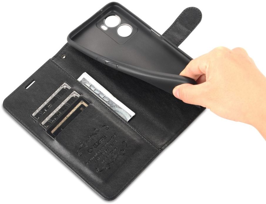 AZNS Oppo A57 / A57s / A77 5G Hoesje Wallet Book Case Kunstleer Zwart afbeelding 4