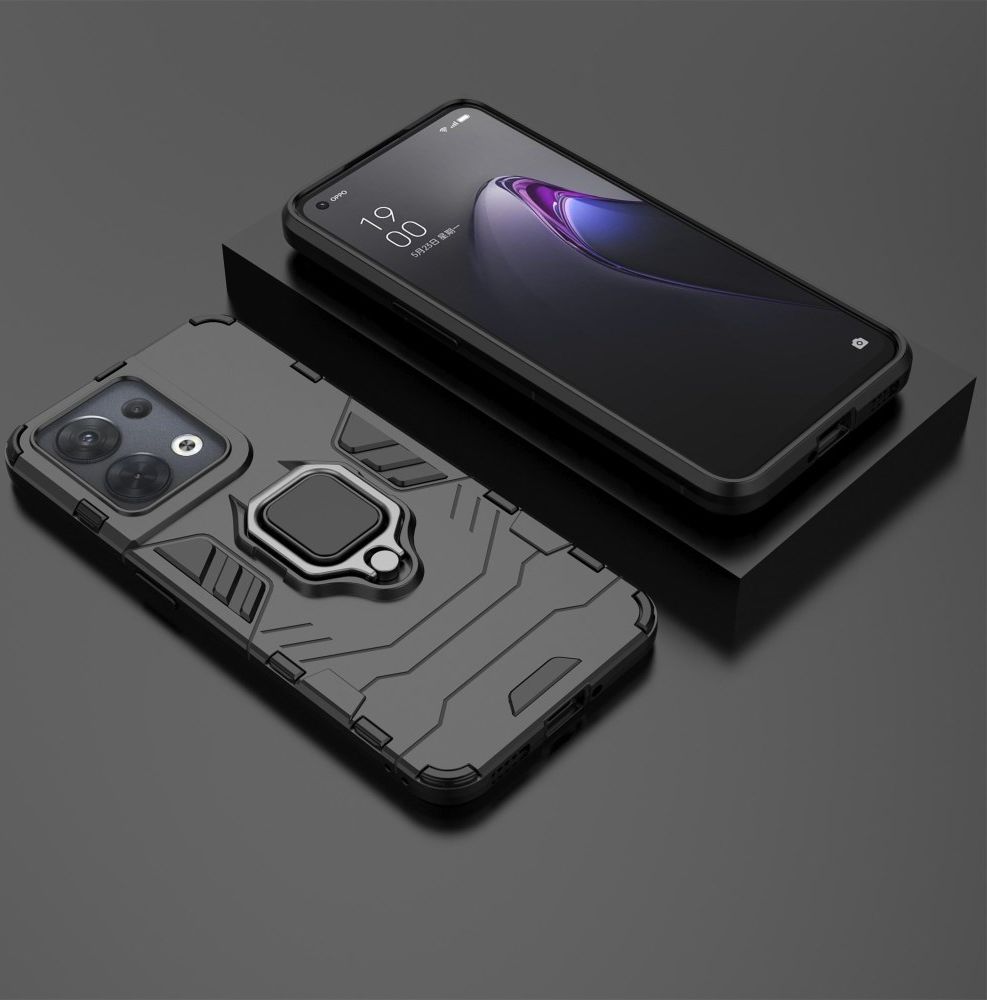 Oppo Reno 8 Hoesje met Magnetische Kickstand Ring Zwart afbeelding 6