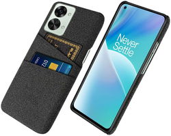 OnePlus Nord 2T Hoesje met Kaarthouder Back Cover Zwart afbeelding