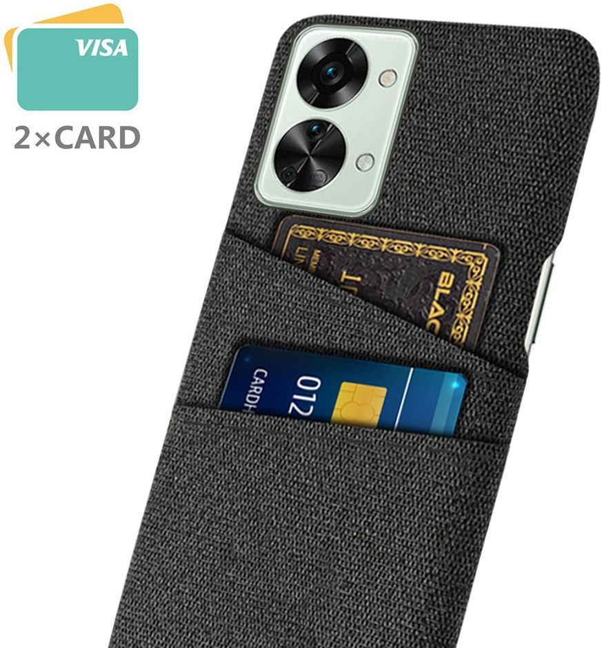 OnePlus Nord 2T Hoesje met Kaarthouder Back Cover Zwart afbeelding 5