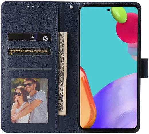 Samsung Galaxy A52 / A52S Hoesje Wallet Book Case Kunstleer Blauw afbeelding 1