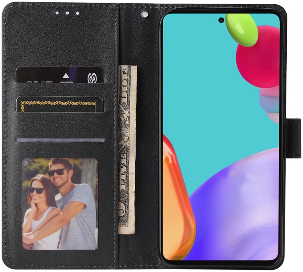 Samsung Galaxy A52 / A52S Hoesje Wallet Book Case Kunstleer Zwart afbeelding 1