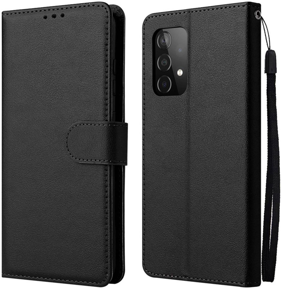 Samsung Galaxy A52 / A52S Hoesje Wallet Book Case Kunstleer Zwart afbeelding 2