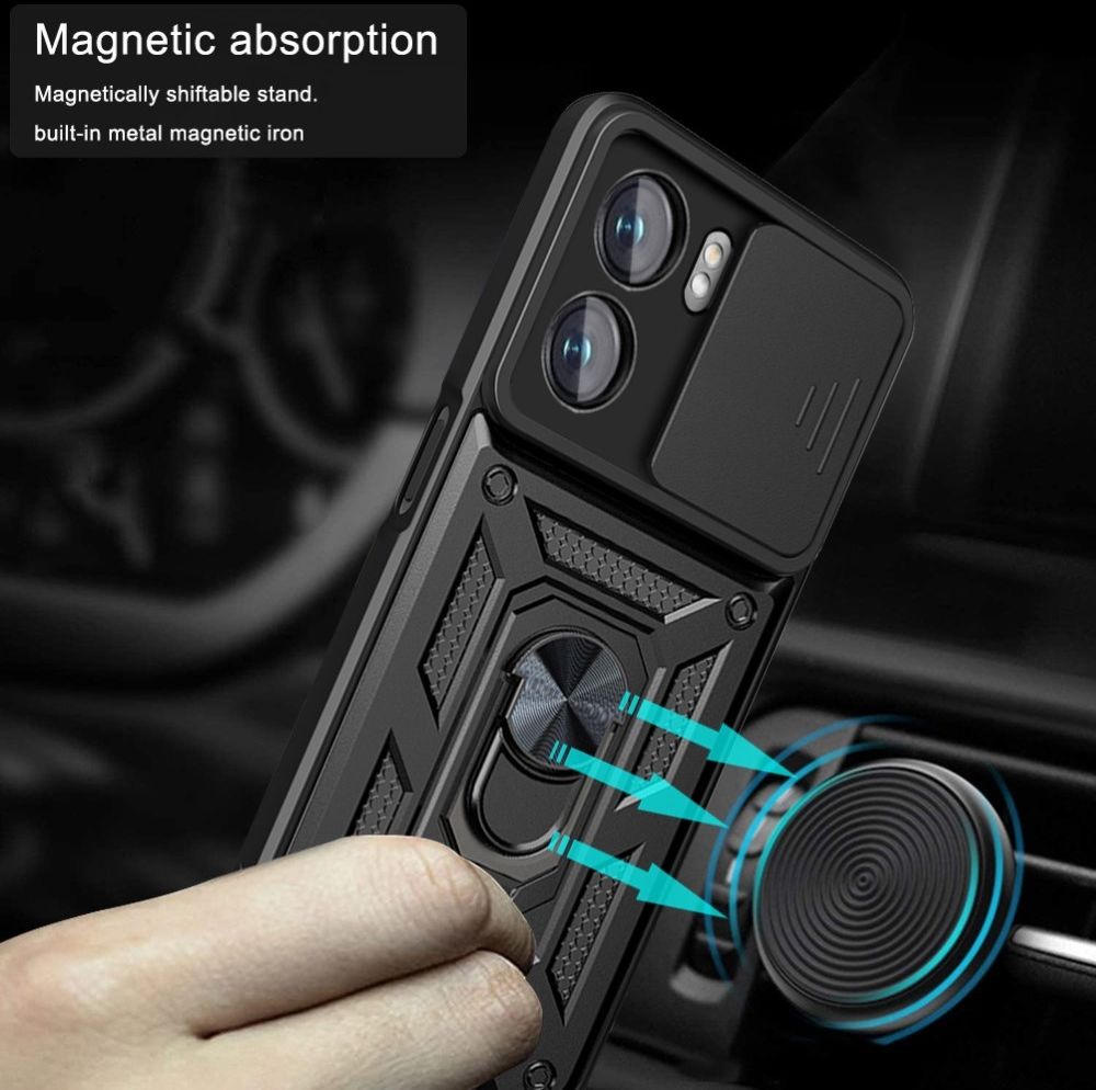 Oppo A57 / A77 Hoesje met Camera Slider en Kickstand Ring Rood afbeelding 2