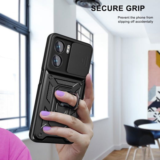 Oppo A57 / A77 Hoesje met Camera Slider en Kickstand Ring Rood afbeelding 3